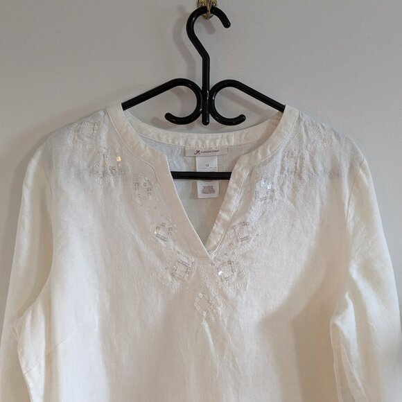 3 / 40$ JM Collection White Linen Tunic – Size 12 - Picture 2 of 6